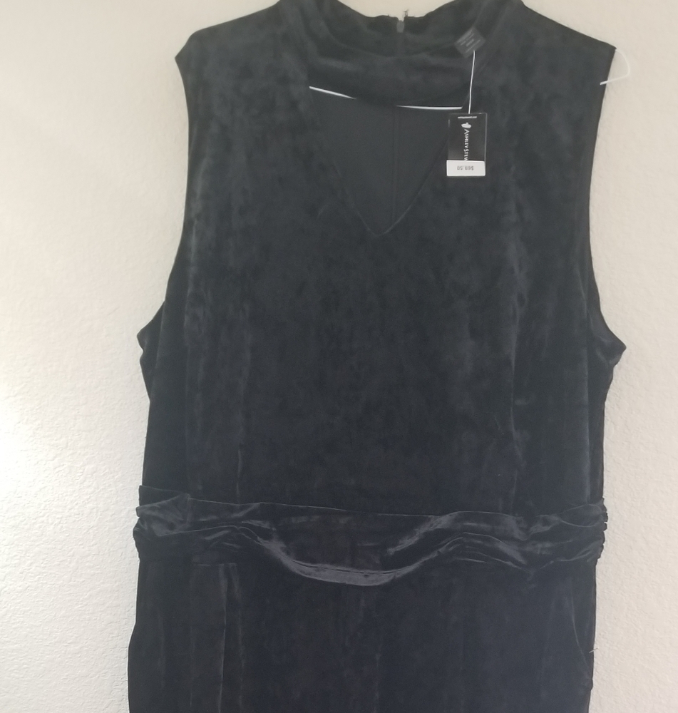 Black velvet mock turtleneck jumpsuit plus size